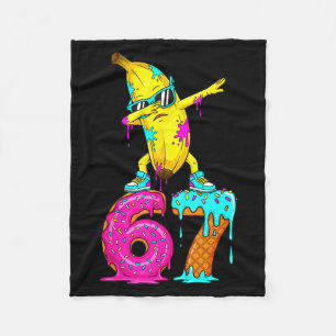 Dabbing Banana 67 Ice Cream Drip Funny Six Seven M Fleece Blanket