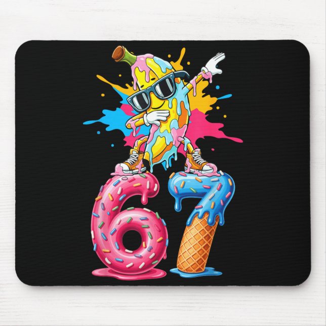 Dabbing Banana 67 Ice Cream Drip Funny Six Seven M Mouse Pad (Front)