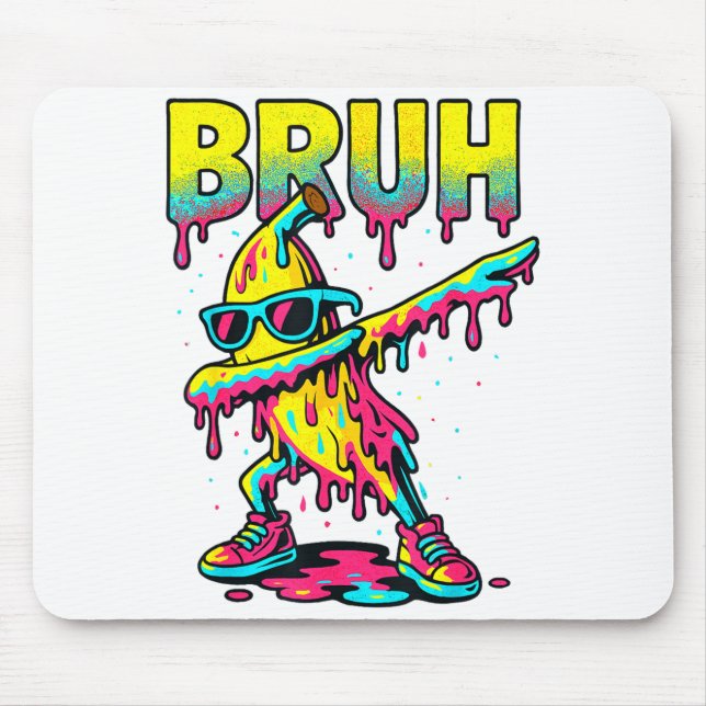 Dabbing Banana Bruh Ice Cream Drip Banana Youth Bo Mouse Pad (Front)