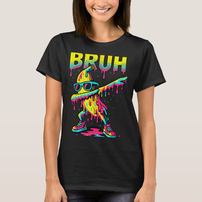 Dabbing Banana Bruh Ice Cream Drip Banana Youth Bo T-Shirt (Front)