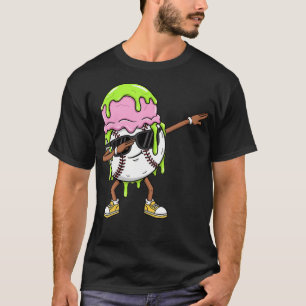 Dabbing Baseball Drip Ice Cream Kids Youth Boys Gi T-Shirt
