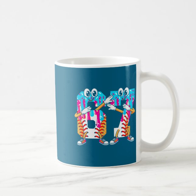 Dabbing Baseball Ice Cream Drip Number 67 Birthday Coffee Mug (Right)