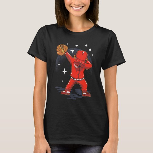Dabbing Baseball Player Catcher Pitcher Batter Kid T-Shirt (Front)