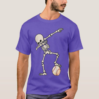 Dabbing Baseball Skeleton Halloween 2022 Funny Spo T-Shirt