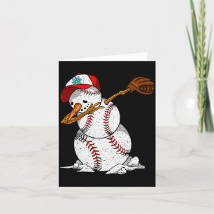 Dabbing Baseball Snowman Snow Christmas Xmas Holid Card