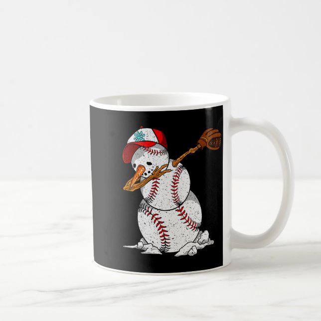 Dabbing Baseball Snowman Snow Christmas Xmas Holid Coffee Mug (Right)