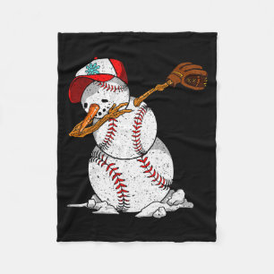Dabbing Baseball Snowman Snow Christmas Xmas Holid Fleece Blanket