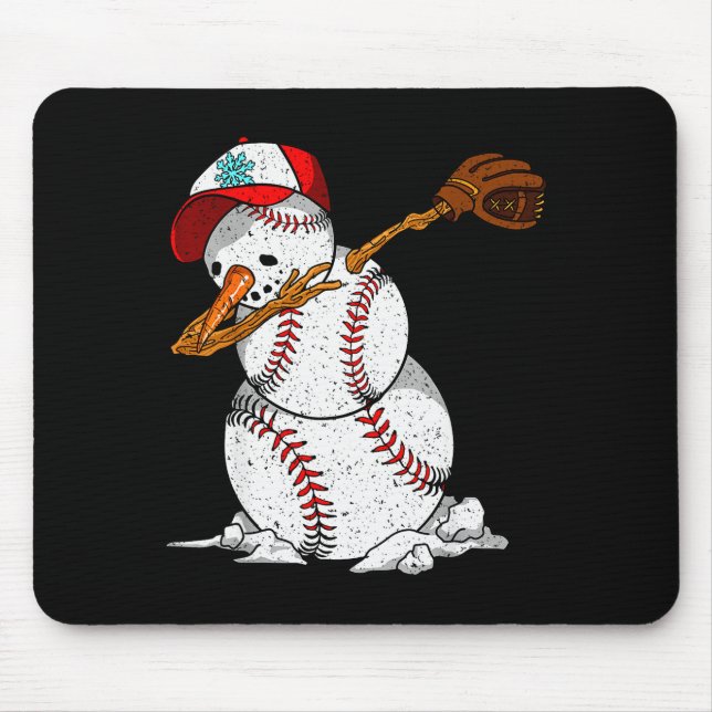 Dabbing Baseball Snowman Snow Christmas Xmas Holid Mouse Pad (Front)