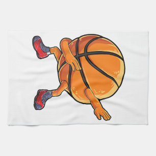 Dabbing Basketball Ball Funny Boys Men Women Sport Tea Towel