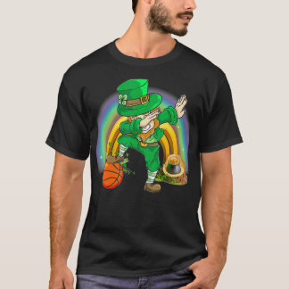 Dabbing Basketball college Leprechaun St Day T-Shirt