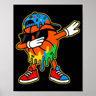 Dabbing Basketball Ice Cream Drip Boys Basketball Poster