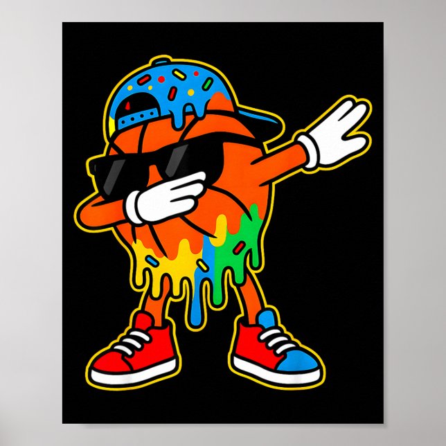 Dabbing Basketball Ice Cream Drip Boys Basketball  Poster (Front)