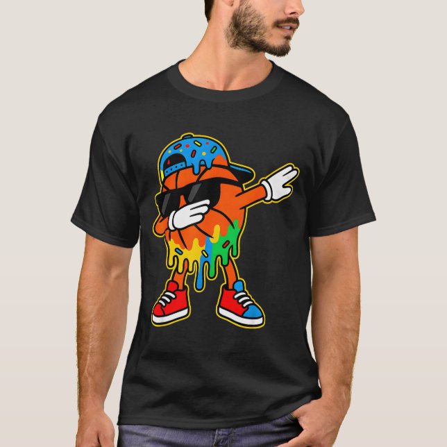 Dabbing Basketball Ice Cream Drip Boys Basketball  T-Shirt (Front)