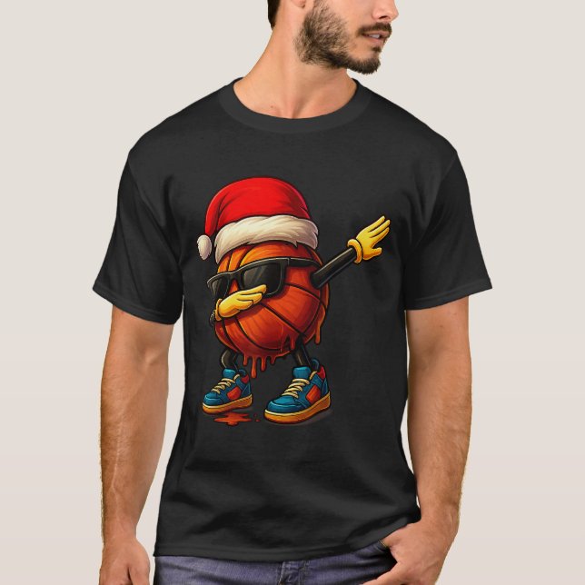 Dabbing Basketball Sungles Funny Christmas Tee Boy (Front)