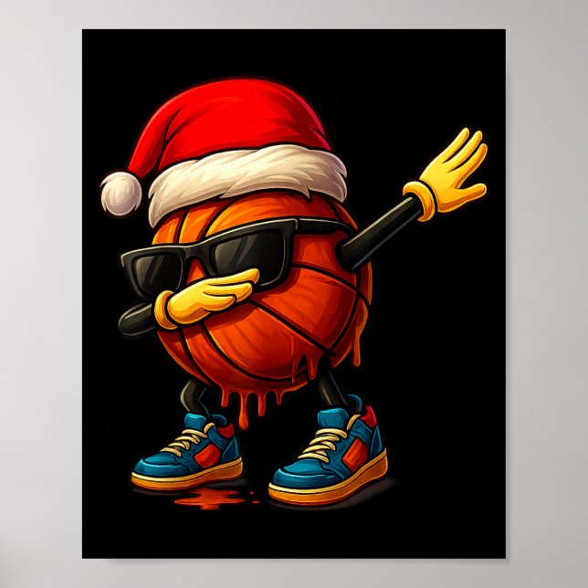 Dabbing Basketball Sungles Funny Christmas Tee Boy Poster (Front)