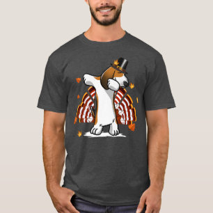 Dabbing Basset Hound Thanksgiving Day Dog Pilgrim T-Shirt
