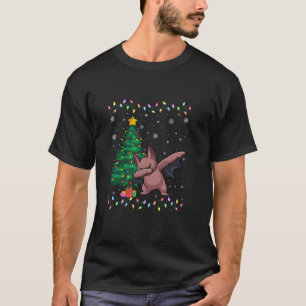 Dabbing Bat Xmas Tree Lights Ugly Christmas Sweate T-Shirt