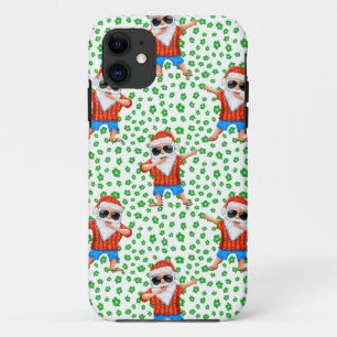 Dabbing Beach Santa Claus in a Aloha Shirt Tropica iPhone 11 Case