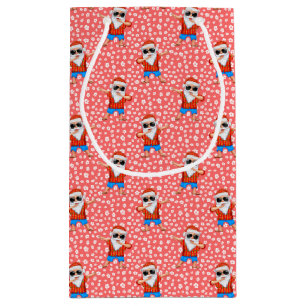 Dabbing Beach Santa Claus in a Aloha Shirt Tropica Small Gift Bag