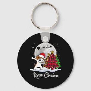 Dabbing Beagle Dab Dog Santa Hat Christmas Tree Fu Key Ring