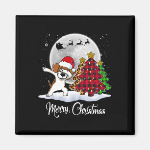 Dabbing Beagle Dab Dog Santa Hat Christmas Tree Fu Magnet