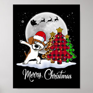 Dabbing Beagle Dab Dog Santa Hat Christmas Tree Fu Poster