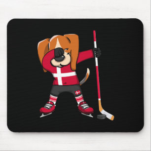 Dabbing Beagle Denmark Ice Hockey Lovers Jersey Wi Mouse Pad