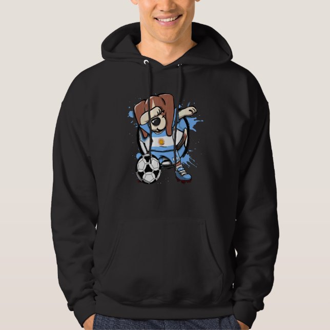 Dabbing Beagle Dog Argentina Soccer Fans Jersey Fo Hoodie (Front)