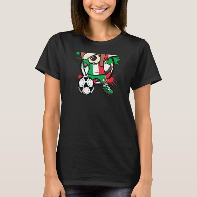 Dabbing Beagle Dog Italy Soccer Fans Jersey Footba T-Shirt (Front)