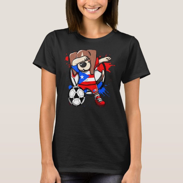 Dabbing Beagle Dog Puerto Rico Soccer Fans Jersey  T-Shirt (Front)