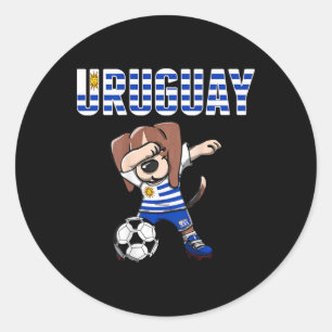 Dabbing Beagle Dog Uruguay Soccer Fans Jersey Urug Classic Round Sticker