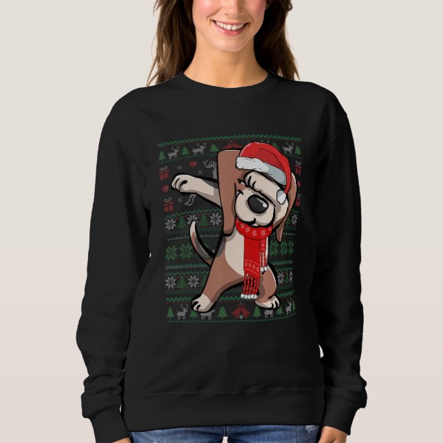 Dabbing Beagle Ugly Christmas Sweater Funny Party  (Front)