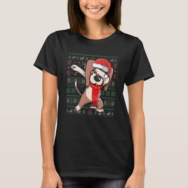 Dabbing Beagle Ugly Christmas Sweater Funny Party  (Front)