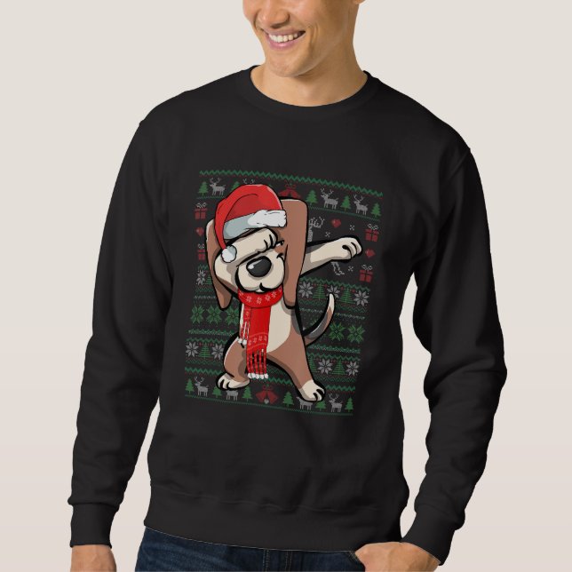 Dabbing Beagle Ugly Christmas Sweater Funny Party  (Front)