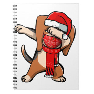 Dabbing Beagle Wears Face Mask Dab Dance Cute Chri Notebook