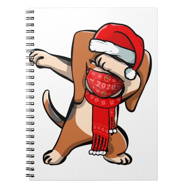 Dabbing Beagle Wears Face Mask Dab Dance Cute Chri Notebook (Front)