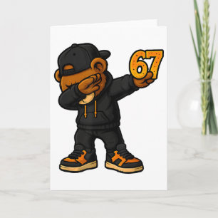 Dabbing Bear 67 Meme Funny Brainrot Hip Hop Kids B Card