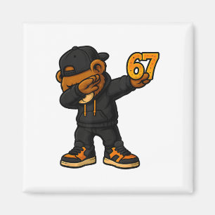 Dabbing Bear 67 Meme Funny Brainrot Hip Hop Kids B Magnet