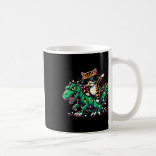 Dabbing Bengal Cat On Xmas Lights Dinosaur T Rex K Coffee Mug