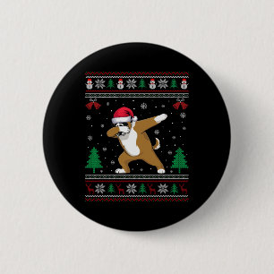 Dabbing Bernard Dog Santa Hat Boys Girls Kids Chri 6 Cm Round Badge