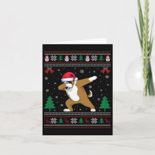 Dabbing Bernard Dog Santa Hat Boys Girls Kids Chri Card