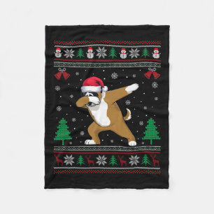Dabbing Bernard Dog Santa Hat Boys Girls Kids Chri Fleece Blanket