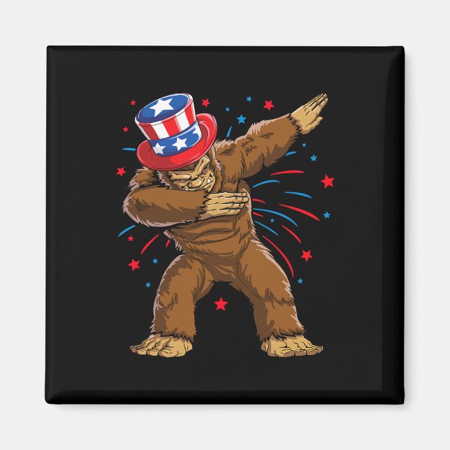 Dabbing Bigfoot 4th Of July Shirts Sasquatch Ameri Magnet (Front)