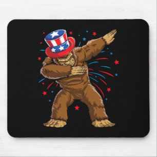 Dabbing Bigfoot 4th Of July Shirts Sasquatch Ameri Mouse Pad