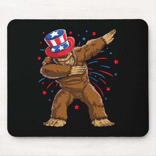 Dabbing Bigfoot 4th Of July Shirts Sasquatch Ameri Mouse Pad (Front)