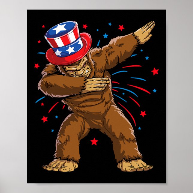 Dabbing Bigfoot 4th Of July Shirts Sasquatch Ameri Poster (Front)