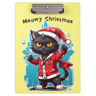 Dabbing Black Cat: Meowy Christmas Festivities Clipboard