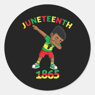 Dabbing Black King Juneteenth 1865 Brown Skin Boys Classic Round Sticker