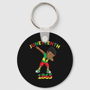 Dabbing Black King Juneteenth 1865 Brown Skin Boys Key Ring