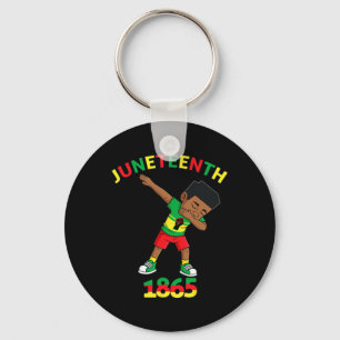 Dabbing Black King Juneteenth 1865 Brown Skin Boys Key Ring
